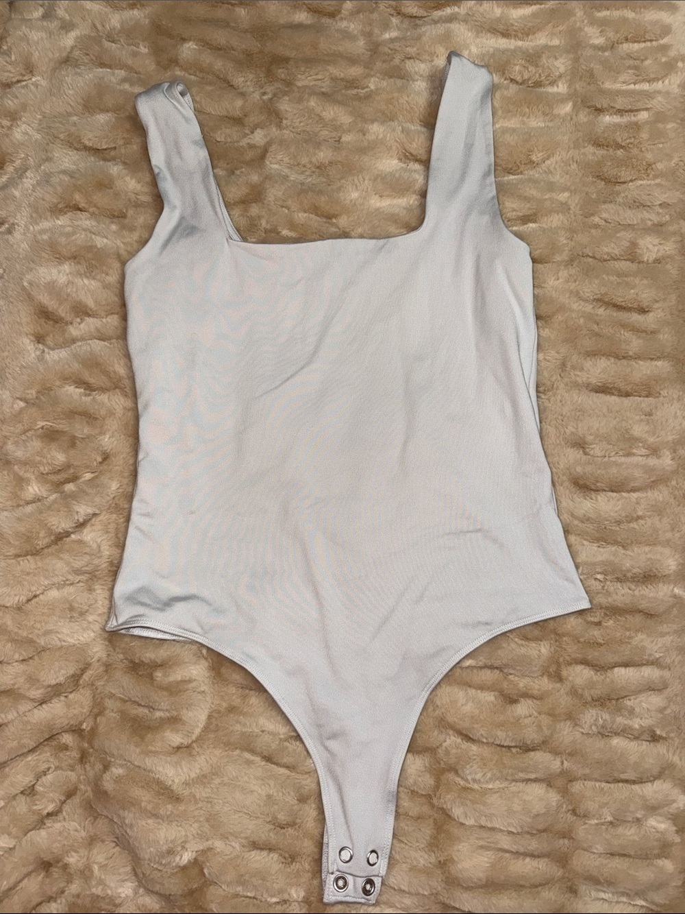 Guess White Ribbed Square-Neck Kids One-Piece Bodysuit